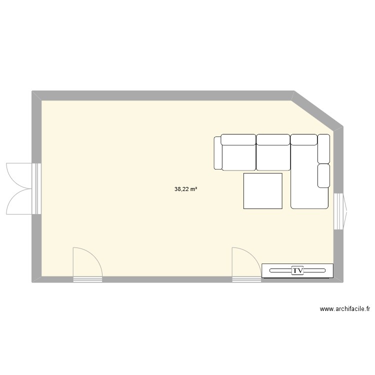 Didier BARRET. Plan de 1 pièce et 38 m2