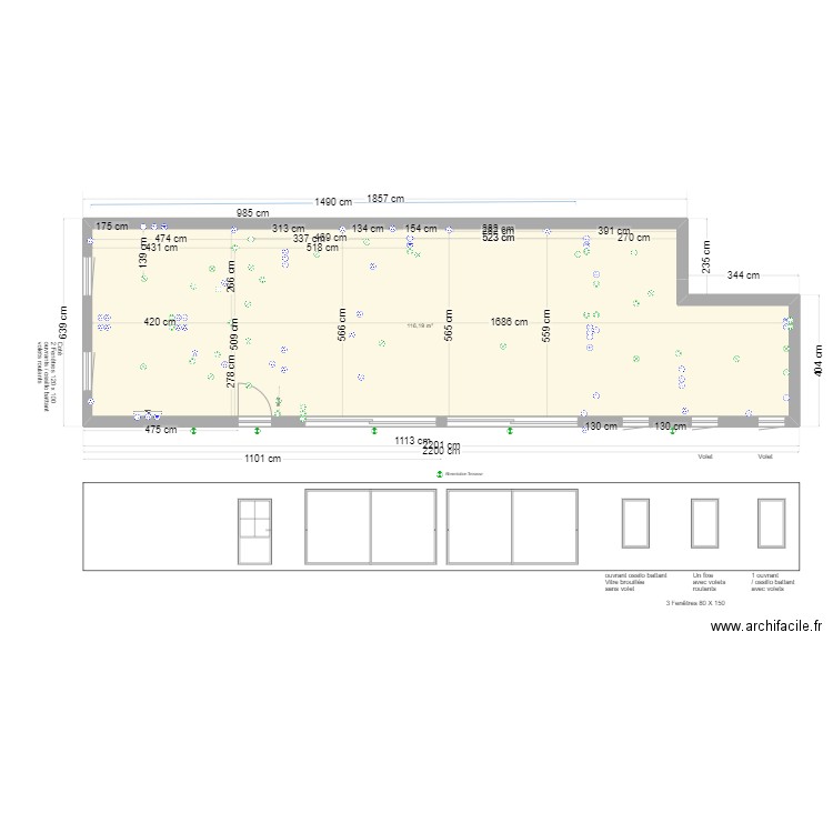 PROJET CAILLE - AMENAGEMENT INTERIEUR PLAN D ELEC Vide. Plan de 1 pièce et 116 m2