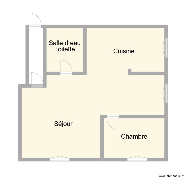 pbi 1. Plan de 4 pièces et 43 m2