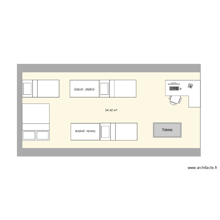 A MARG HAUT. Plan de 2 pièces et 36 m2