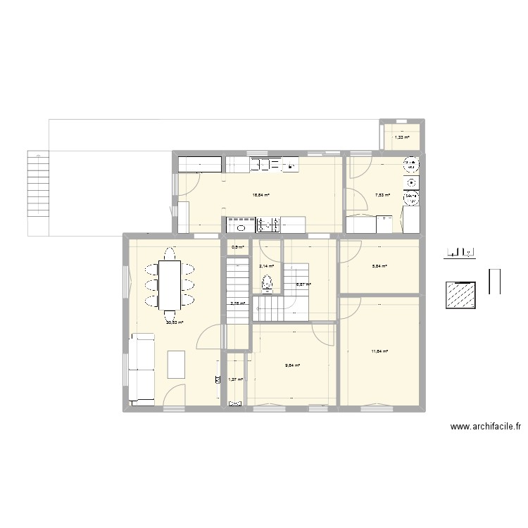 groneau projet teste chauffage central. Plan de 19 pièces et 282 m2