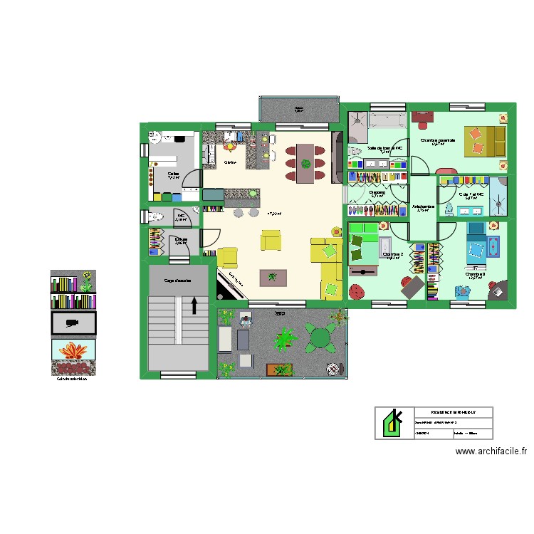 Résidence famille bis. Plan de 48 pièces et 563 m2