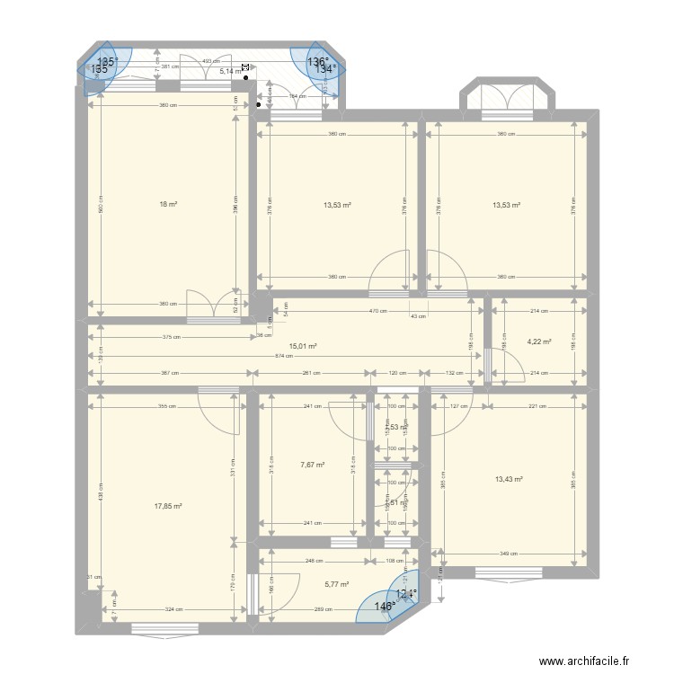 walid cosider. Plan de 15 pièces et 118 m2