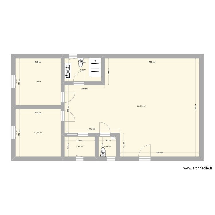 Maison pp. Plan de 6 pièces et 95 m2