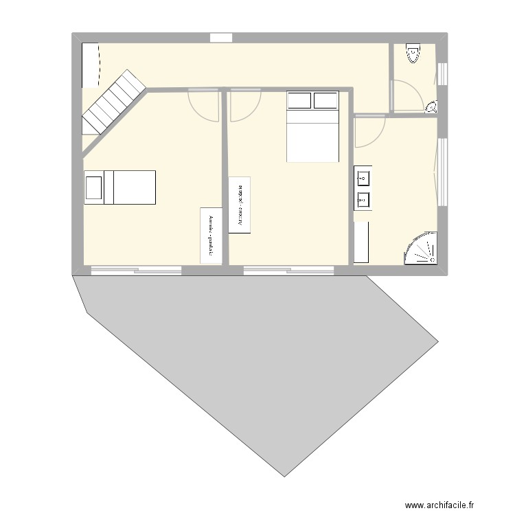 Projet 1 - Maison 2 - Etage. Plan de 1 pièce et 55 m2