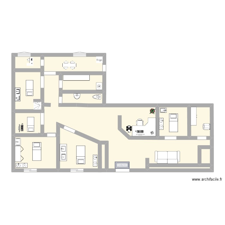 institut stage. Plan de 14 pièces et 80 m2