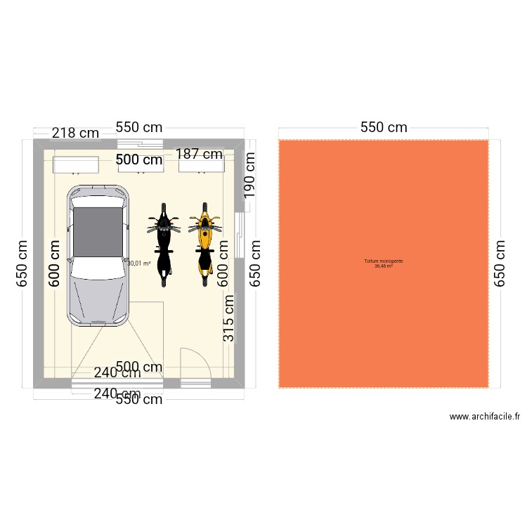 Garage 30m². Plan de 1 pièce et 30 m2