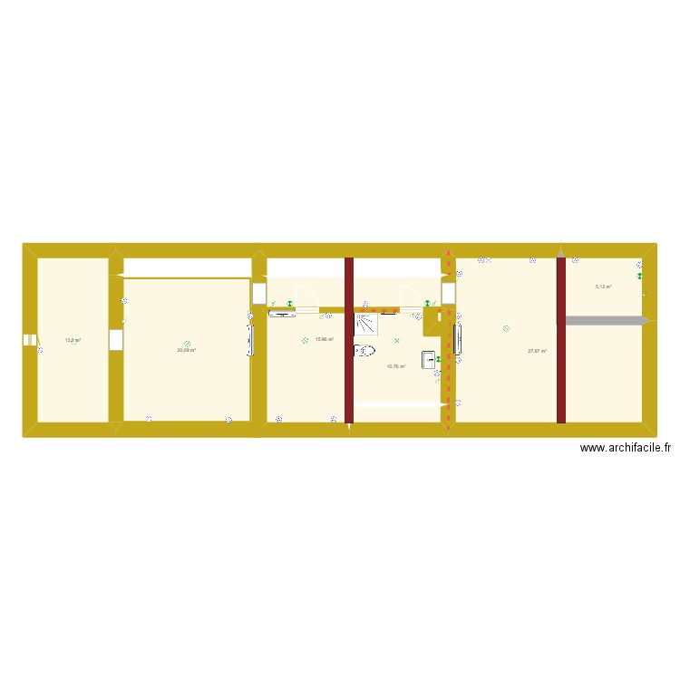 Sainte Céronne RdC. Plan de 16 pièces et 190 m2