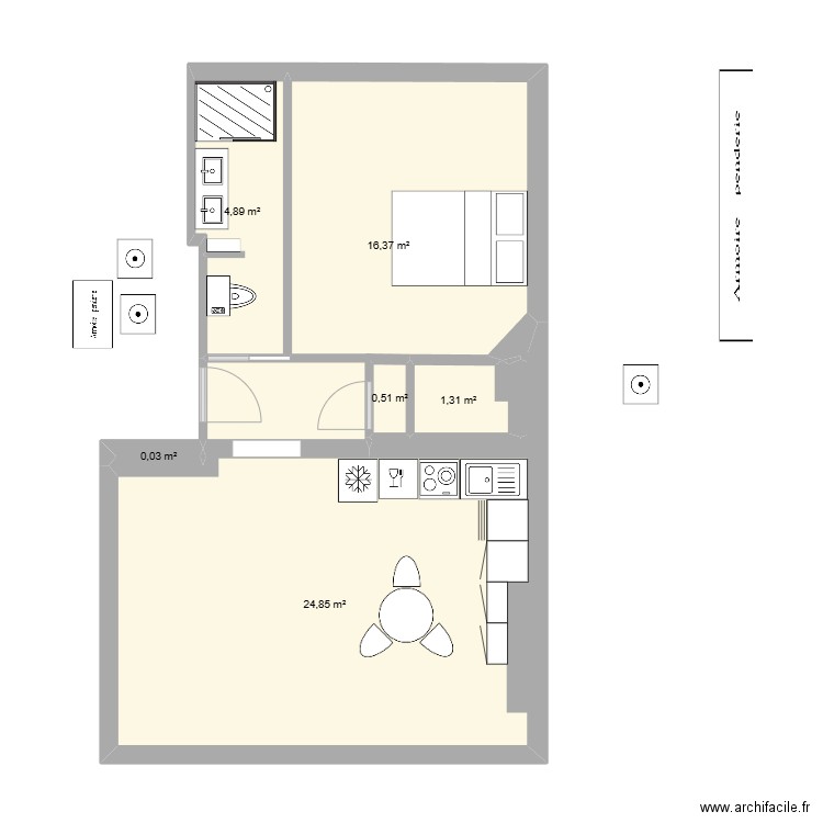 Dautancourt 4. Plan de 6 pièces et 48 m2