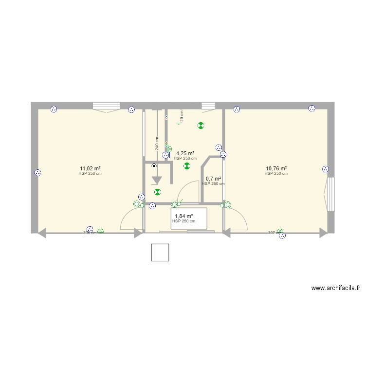 chambres etage v3 Clim. Plan de 6 pièces et 29 m2