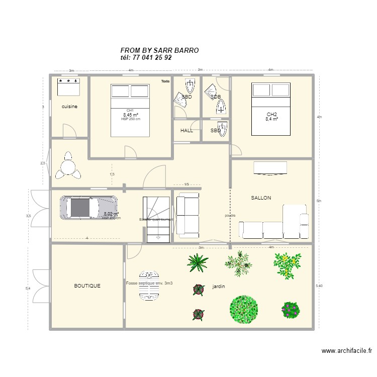 barrSARR. Plan de 11 pièces et 81 m2