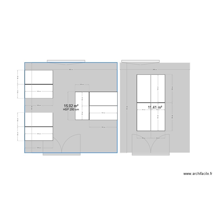 bureau V2. Plan de 2 pièces et 26 m2