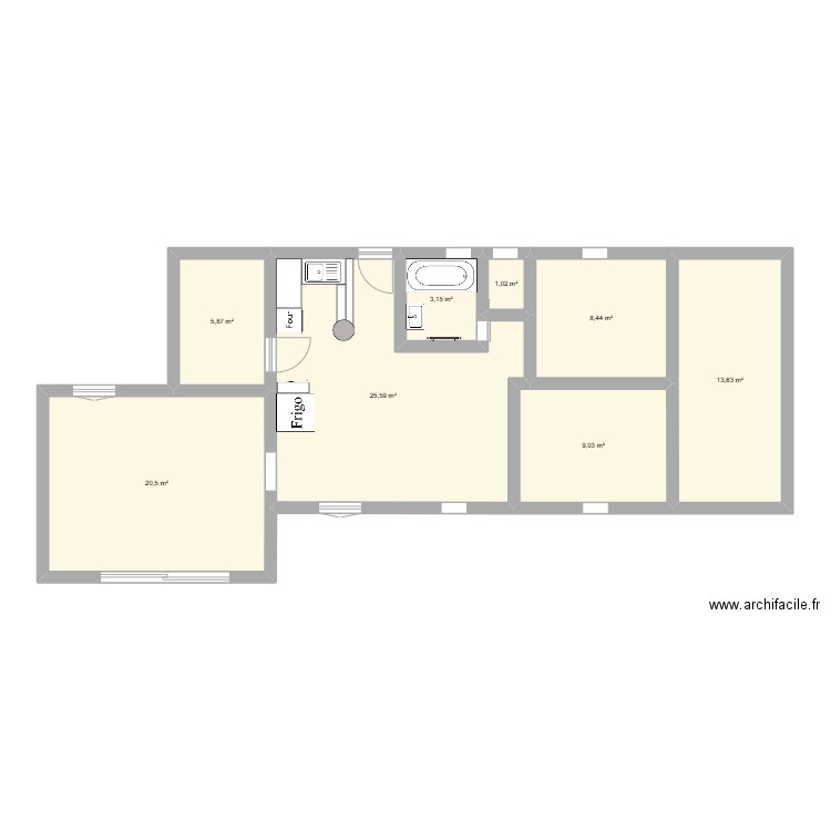 Maison Angles. Plan de 8 pièces et 87 m2