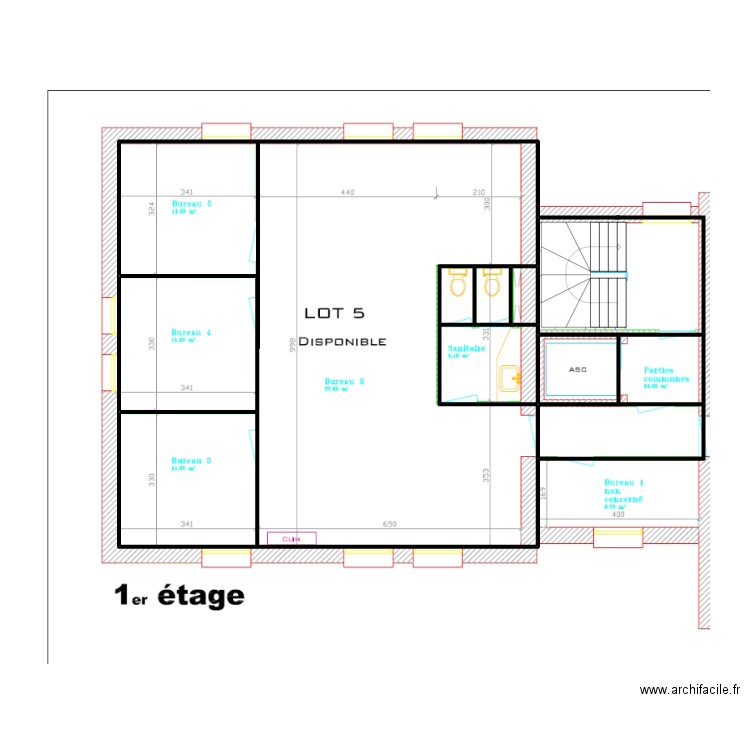 226-croquis 117 m² 1er. Plan de 9 pièces et 42 m2