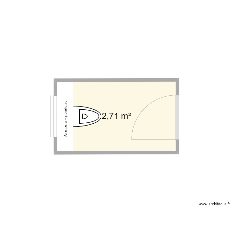 WC ETAGE. Plan de 1 pièce et 3 m2