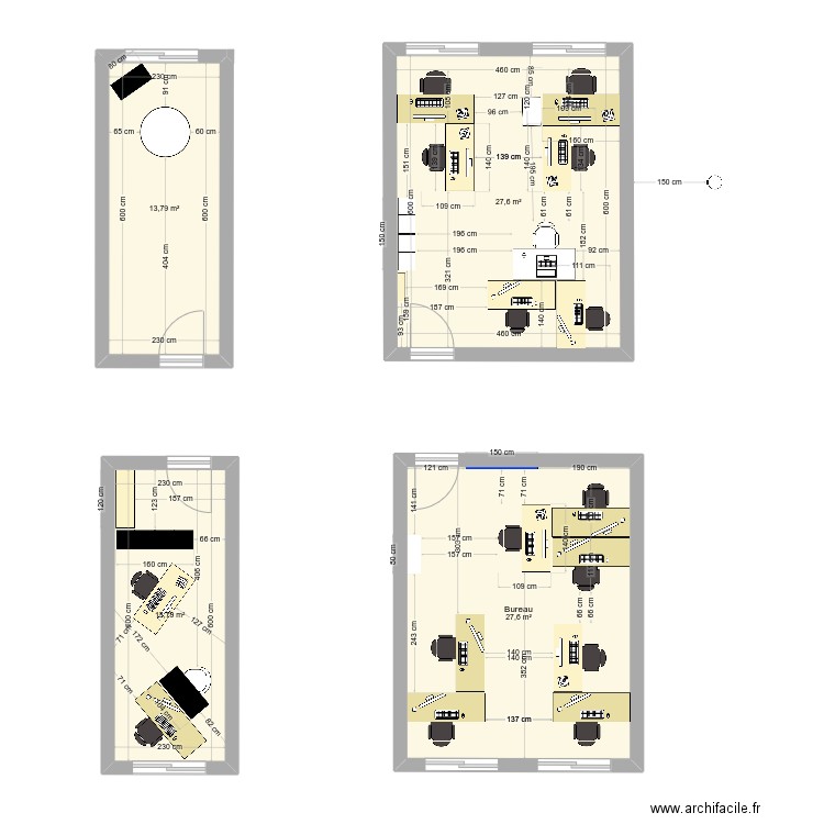 Bureaux solilab VCécile. Plan de 4 pièces et 83 m2