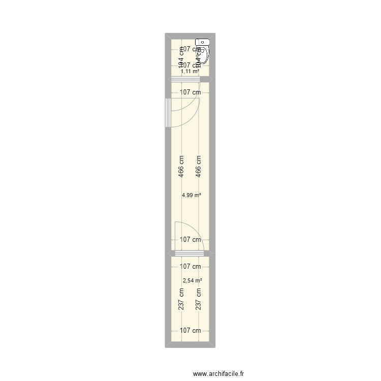 TARRADE - T3. Plan de 3 pièces et 9 m2