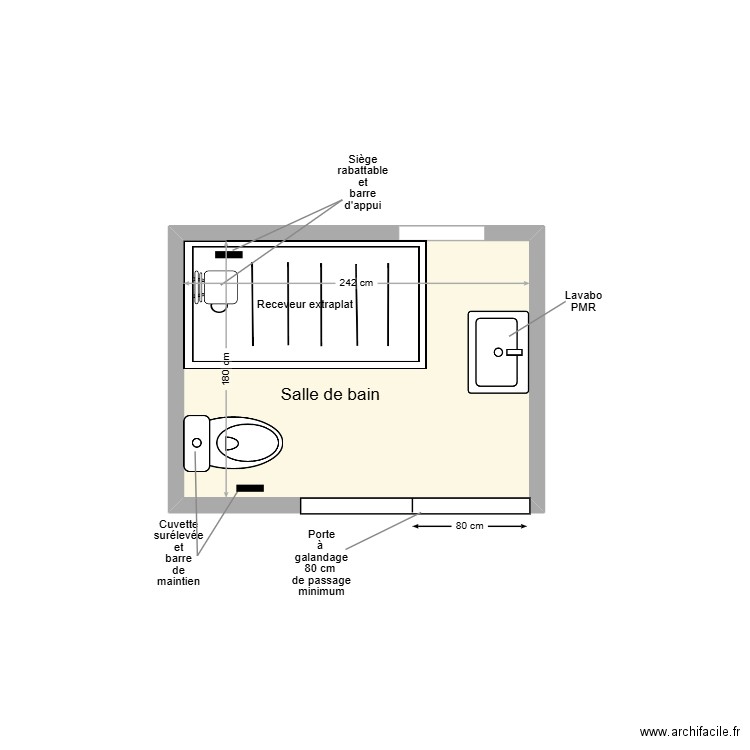 LEON SDB Adaptation. Plan de 1 pièce et 4 m2