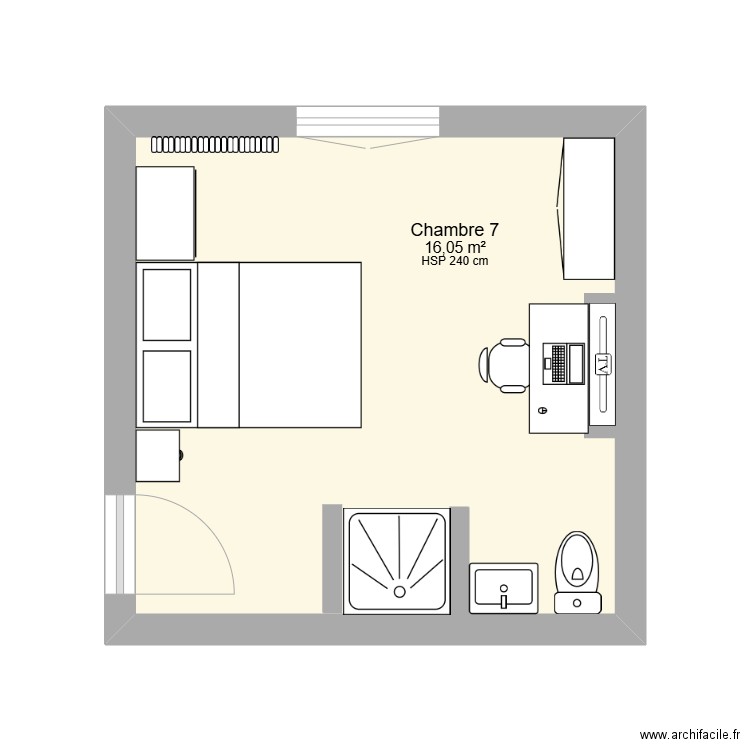 Chambre 7. Plan de 1 pièce et 16 m2