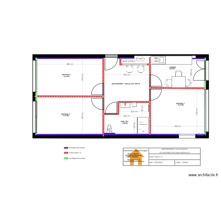 PLAN ETAT DES LIEUX ANDRIEUX 12. Plan de 2 pièces et 20 m2