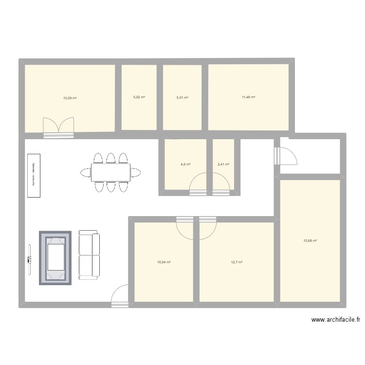 extension maison. Plan de 9 pièces et 81 m2