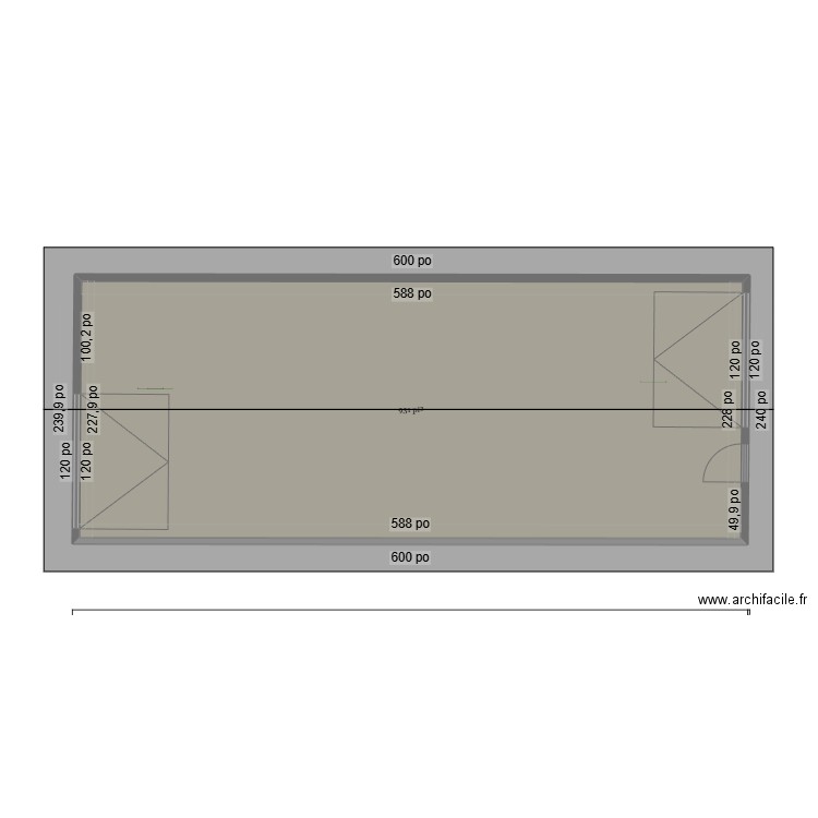 Grange. Plan de 1 pièce et 86 m2