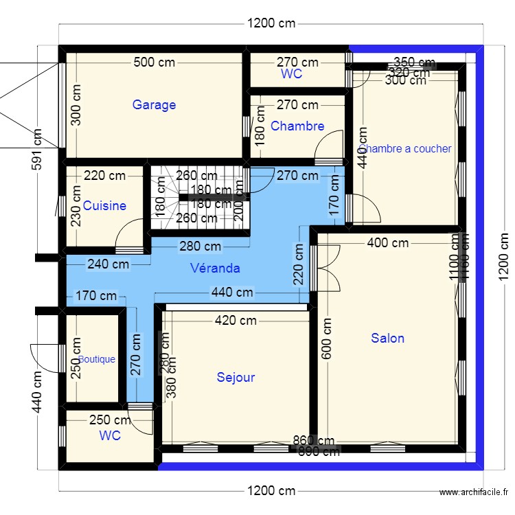 Plan 12X12 Client 41 97 90 38. Plan de 12 pièces et 119 m2