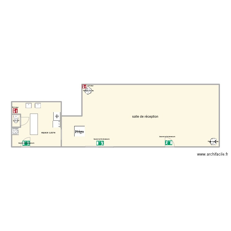 salle location. Plan de 3 pièces et 83 m2