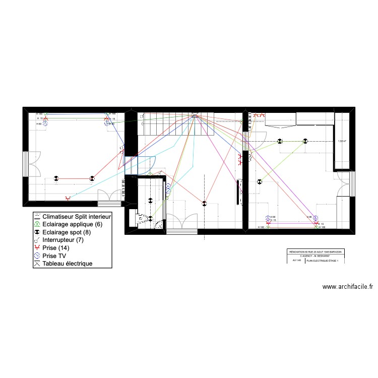 BARBIZON 888 PROJET ÉTAGE elec. Plan de 5 pièces et 50 m2