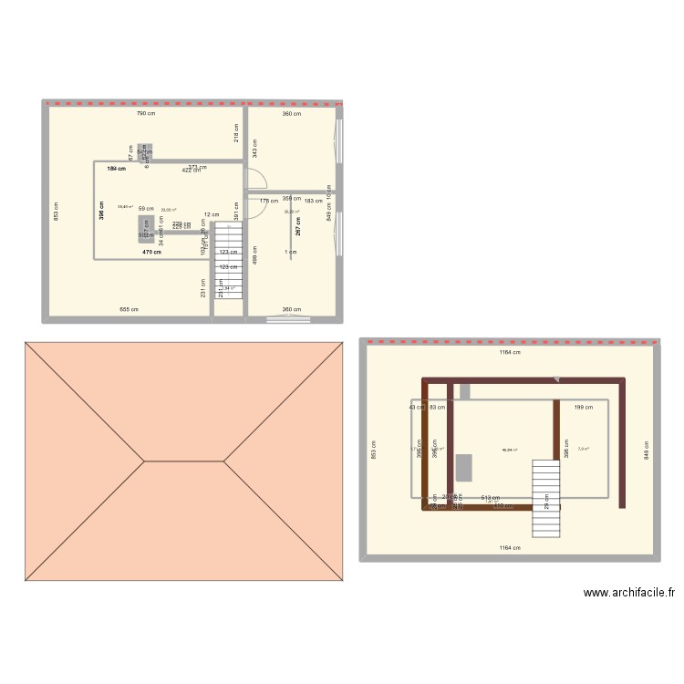 R+1. Plan de 9 pièces et 209 m2