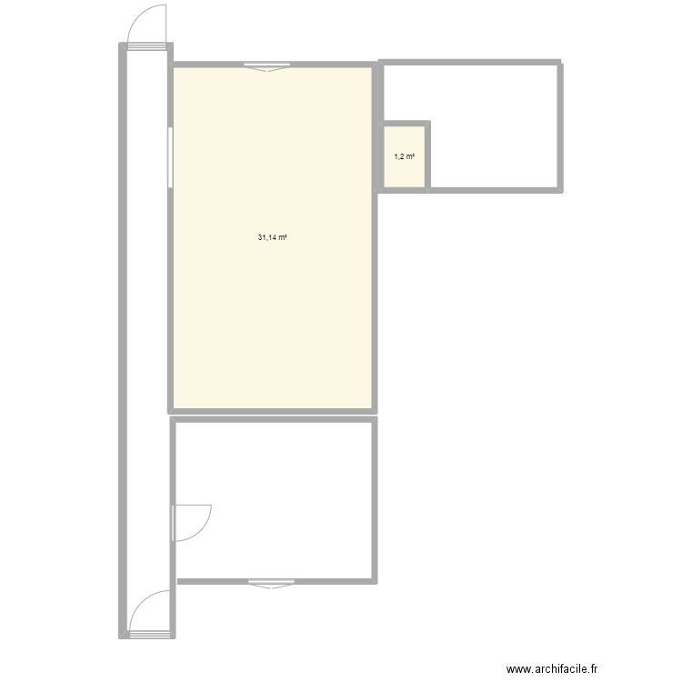 Projet julie. Plan de 2 pièces et 32 m2