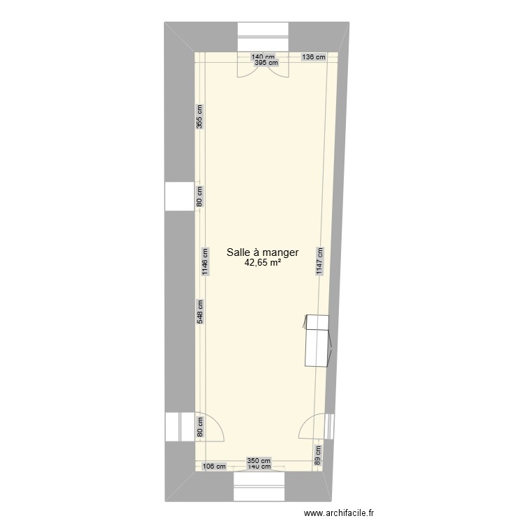 Curmont. Plan de 1 pièce et 43 m2