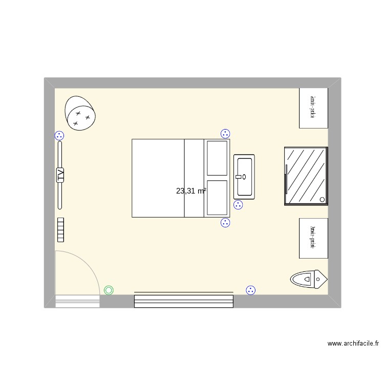 chambre grange. Plan de 1 pièce et 23 m2