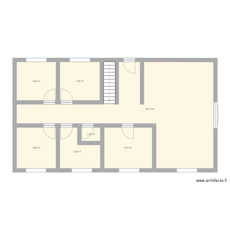 Plan_Floury_1erETAGE. Plan de 7 pièces et 90 m2