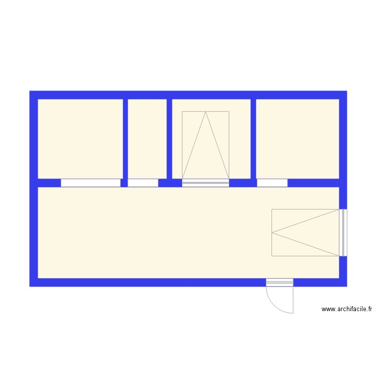 Cour et annexes. Plan de 4 pièces et 45 m2