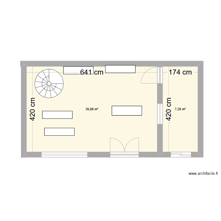 Plan Régaleloi. Plan de 2 pièces et 34 m2