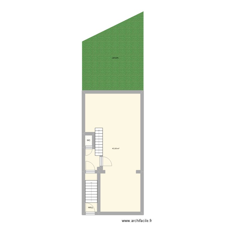 DUC 97. Plan de 3 pièces et 48 m2