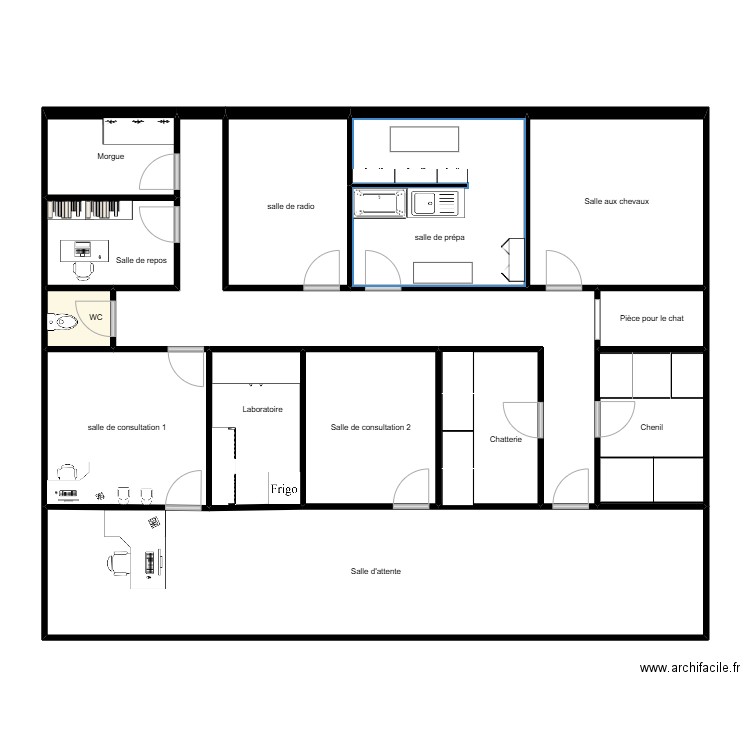 cab conty. Plan de 14 pièces et 166 m2