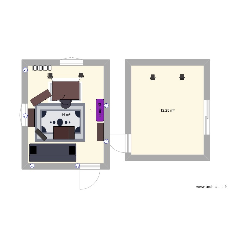 bureau fred. Plan de 2 pièces et 26 m2