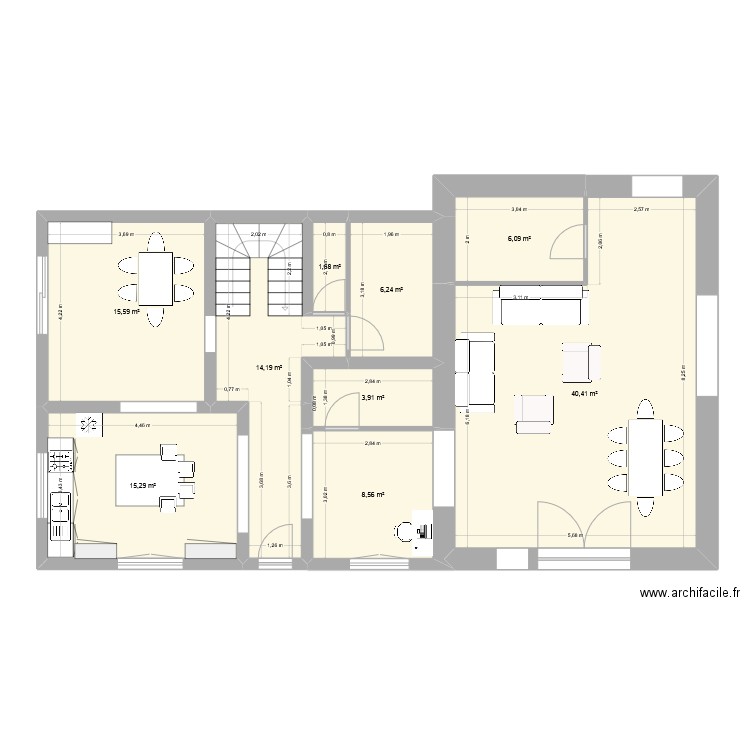 rdc montcet 2. Plan de 9 pièces et 112 m2