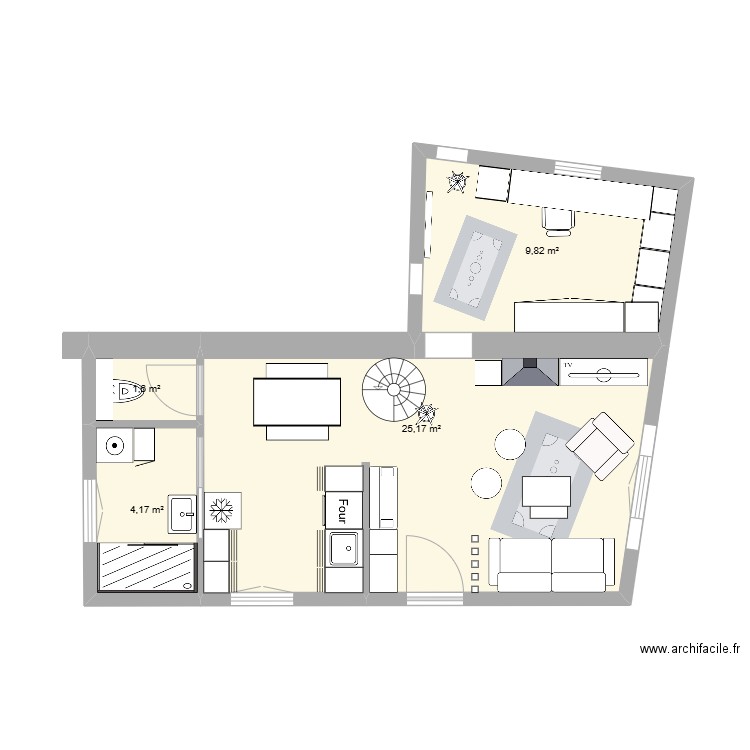 Plan d'implantation n1. Plan de 4 pièces et 41 m2