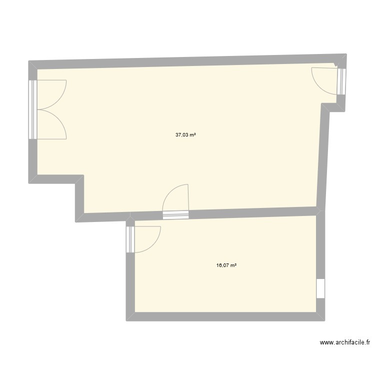 Plan initial. Plan de 2 pièces et 53 m2