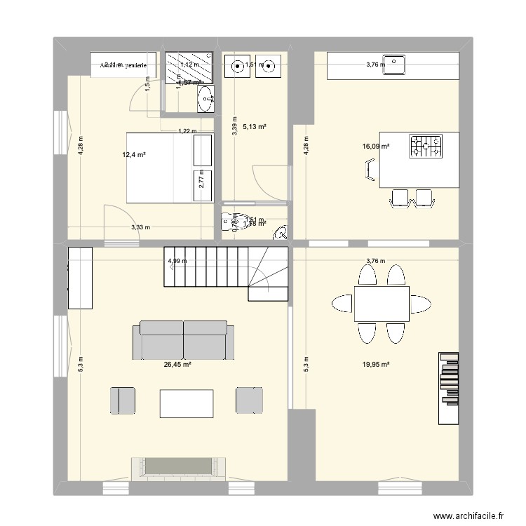 Herbeville 2. Plan de 7 pièces et 83 m2