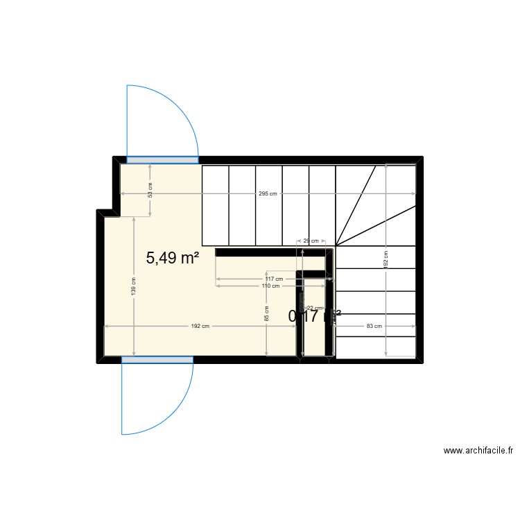 SCI du PARC palier rdc. Plan de 2 pièces et 6 m2