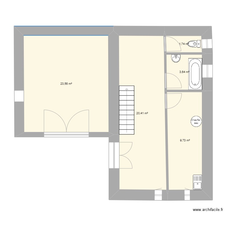 LARET - RDC. Plan de 5 pièces et 59 m2