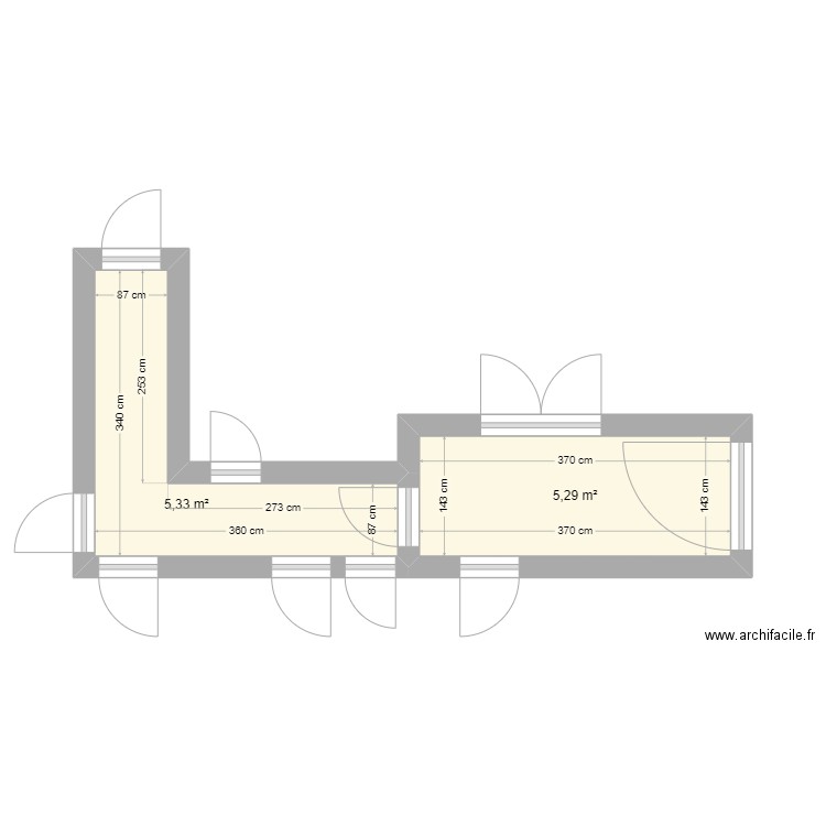 couloir. Plan de 2 pièces et 11 m2