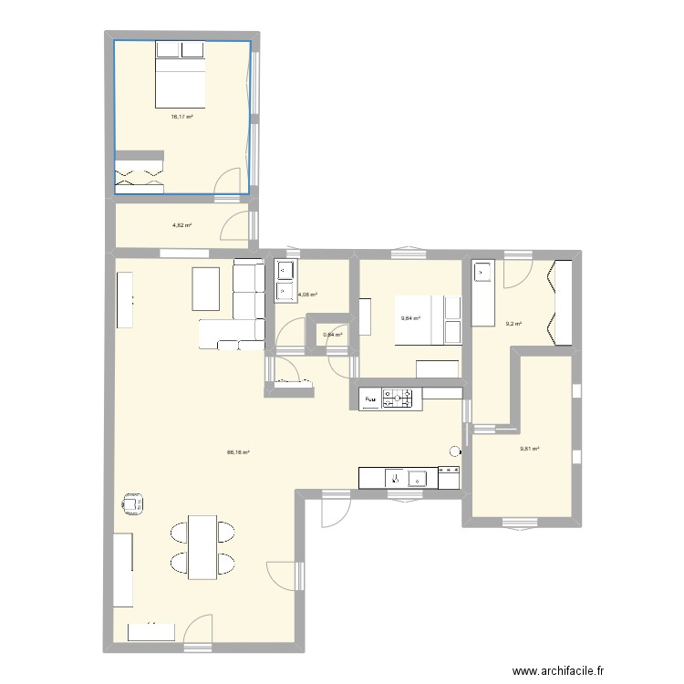 maison CAM. Plan de 8 pièces et 121 m2