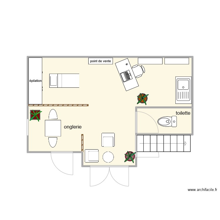 institut. Plan de 2 pièces et 20 m2