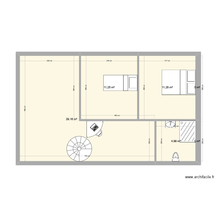 maison bourg de peage. Plan de 6 pièces et 57 m2