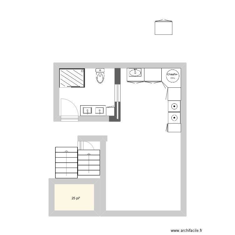 Salle de lavage. Plan de 1 pièce et 2 m2